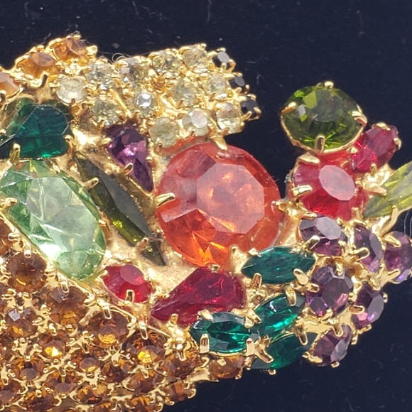 Bauer Cornucopia autumnal colored brooch, vintage - Picture 11 of 11